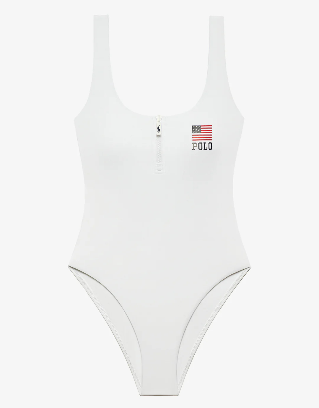 Americana Zipper Scoop Tank Swimsuit - White - Image 6
