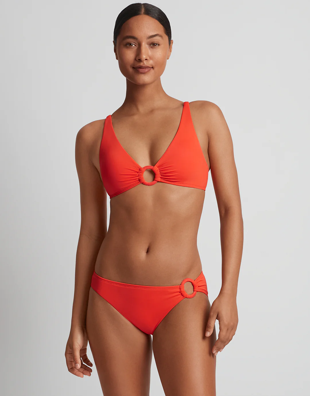 Beach Club Solids Macrame Ring Bikini Pant - Persimmon - Image 2