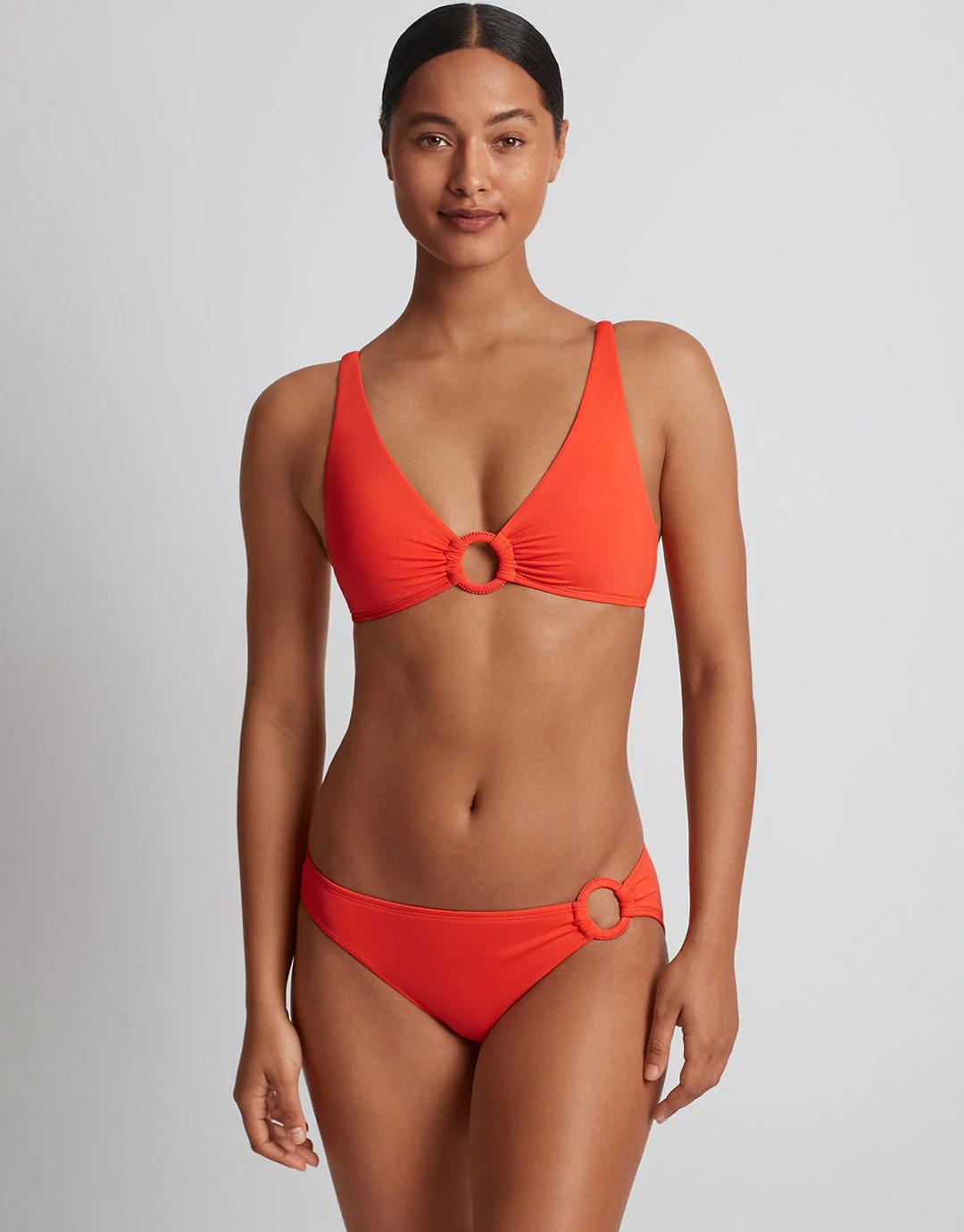 Beach Club Solids Macrame Ring Bikini Pant - Persimmon - Image 3