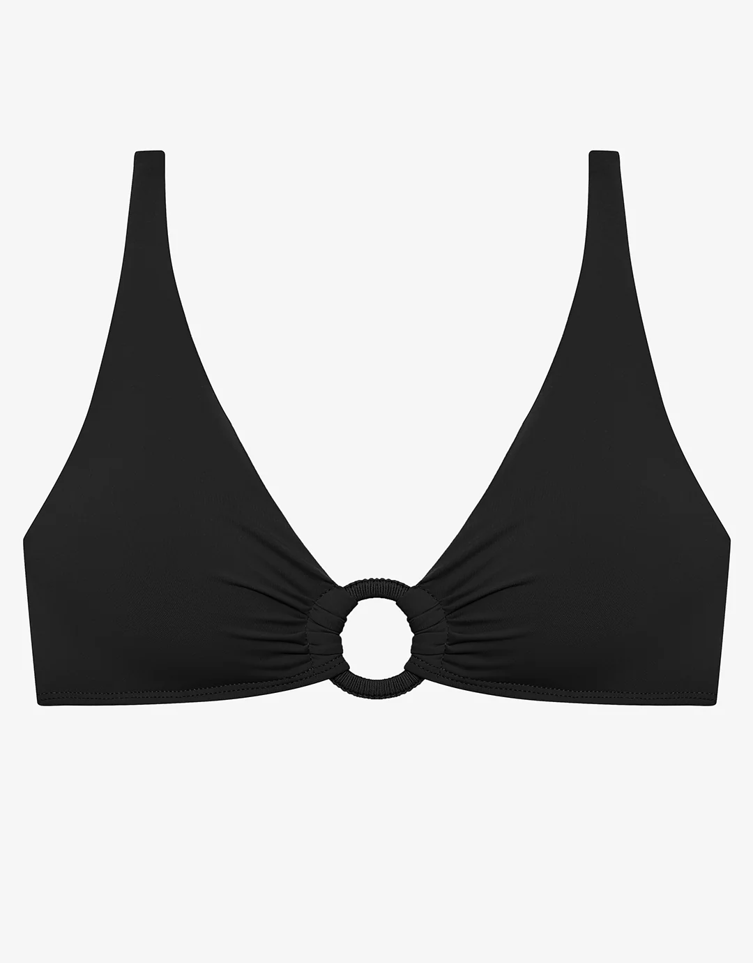 Beach Club Solids Macrame Ring OTS Bikini Top - Black - Image 7