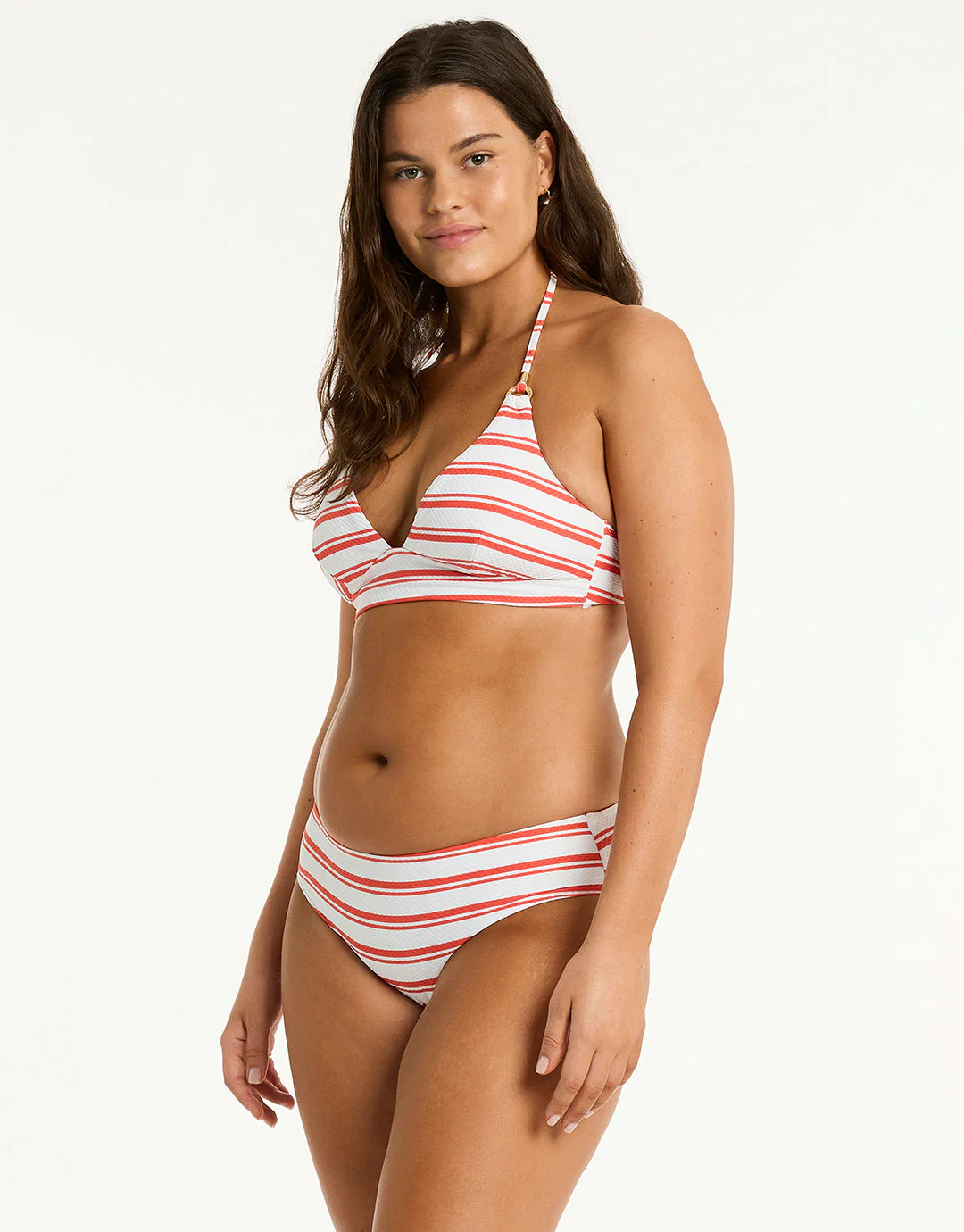 Biarritz Mid Bikini Pant - White and Red Stripe - Image 2