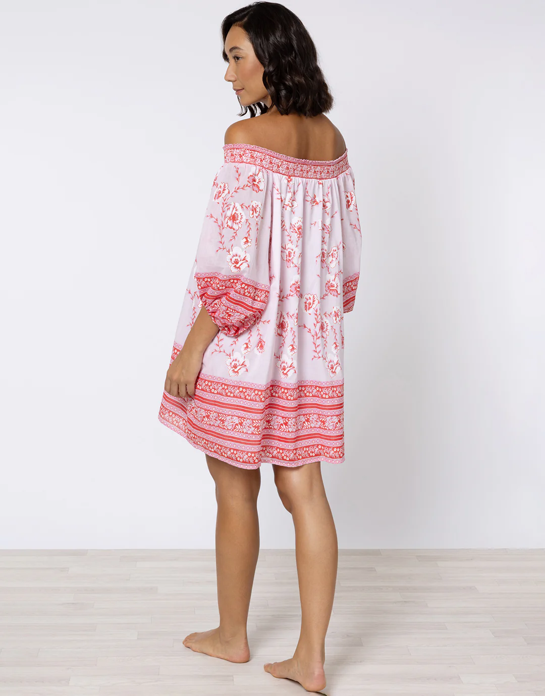 Cherry Blossom Off Shoulder Dress - Rose and Red - Image 2