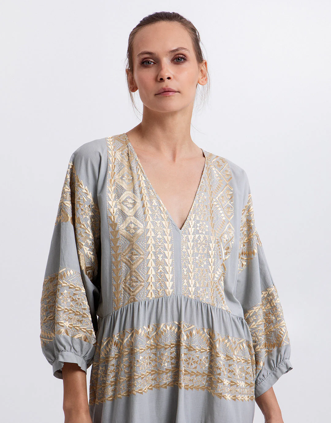 Classic Triangle Maxi Dress - Stone and Gold - Image 3