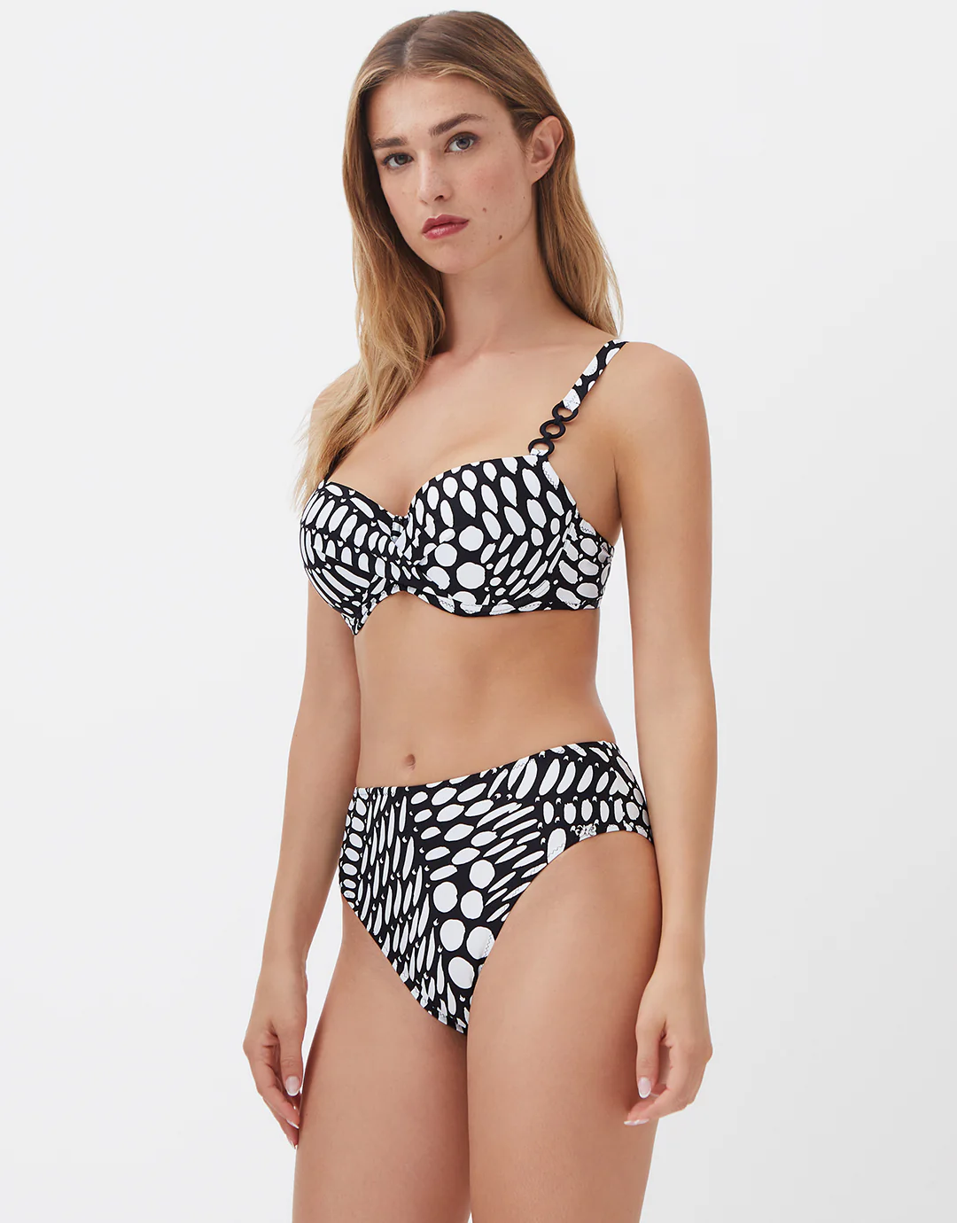 Dots Balcony Bikini Top - Black and White - Image 3