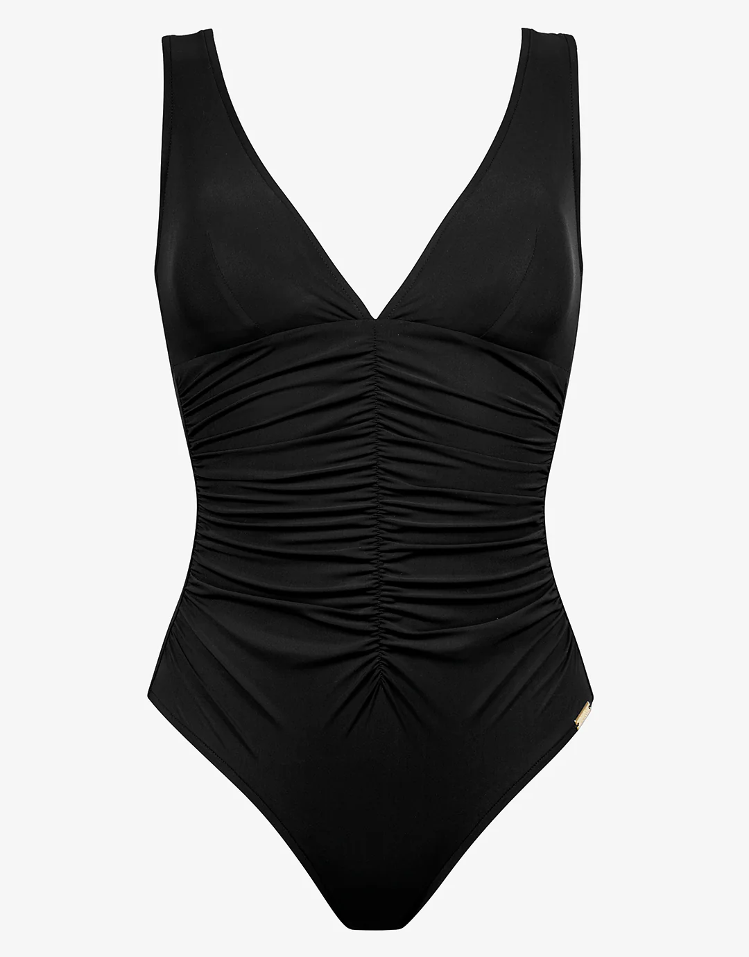 Elements Plunge Ruched Front Swimsuit - Black - Image 3