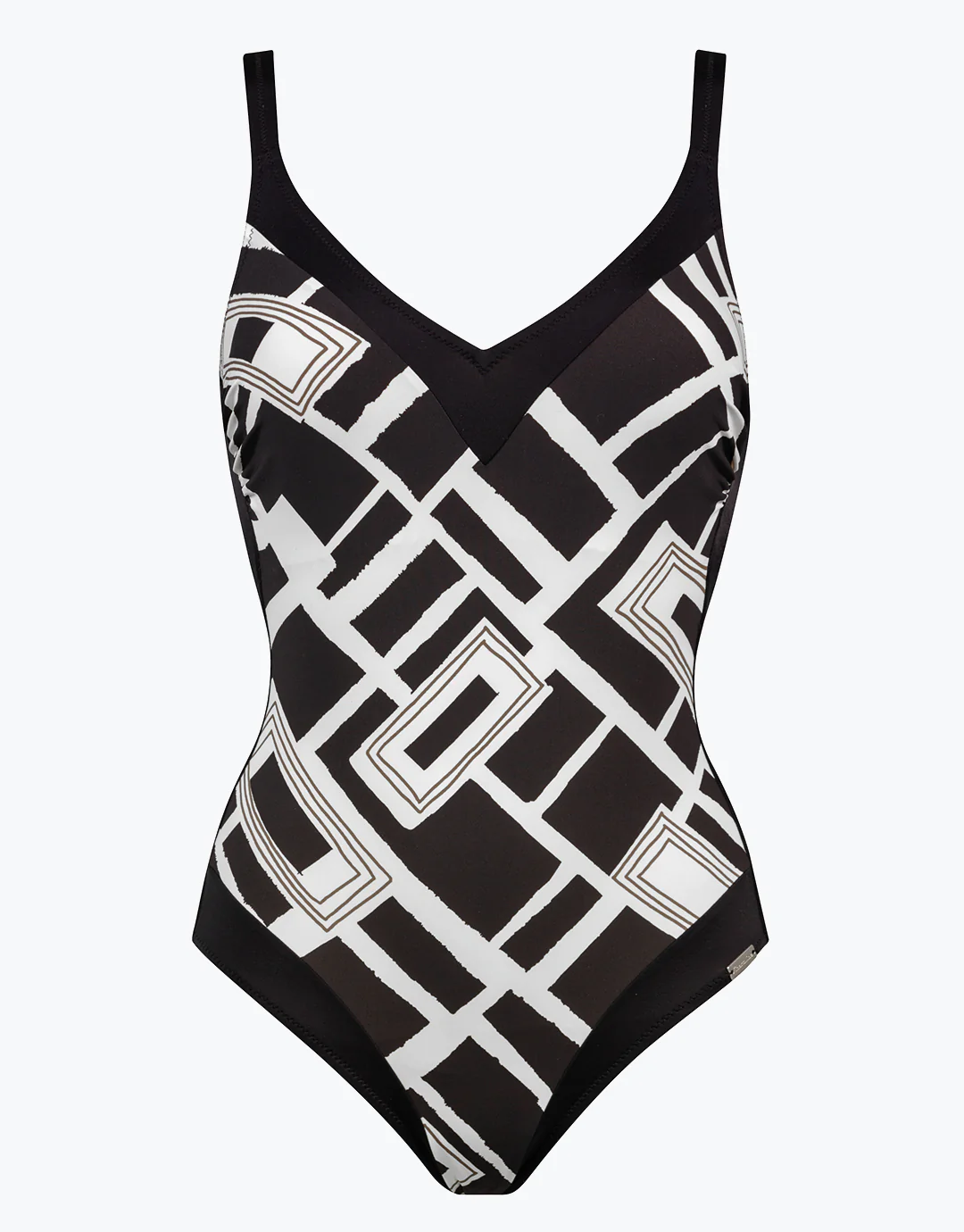 Graphic Frame Moulded Swimsuit - Black White