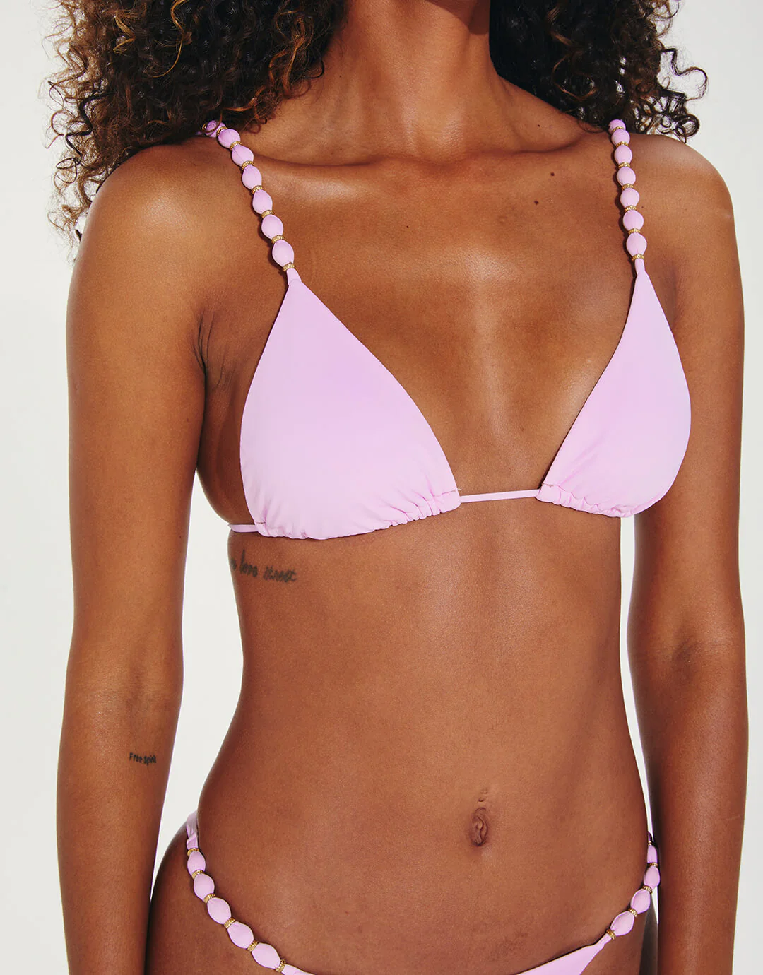 Grenadine Beads Parallel Tri Bikini Top - Lilac - Image 4