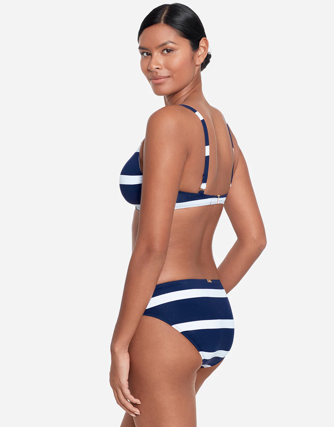 Mariner Stripe Ring OTS Bikini Top - Navy and White - Image 3
