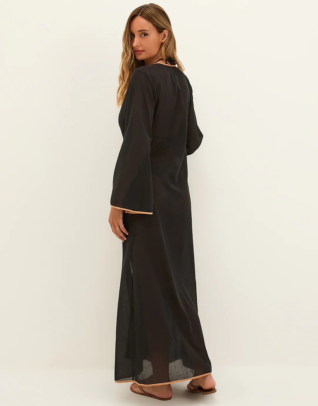 Peony Long Cover Up - Black - Image 2