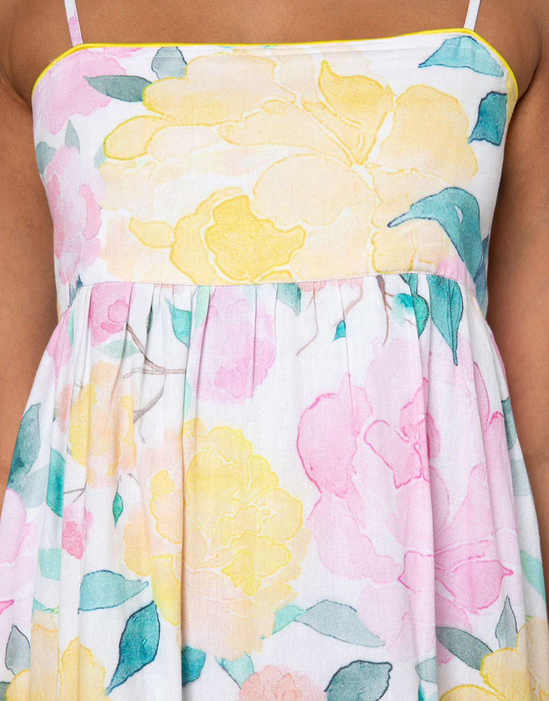 Peony Tie Back Midi Dress - Lemon - Image 6