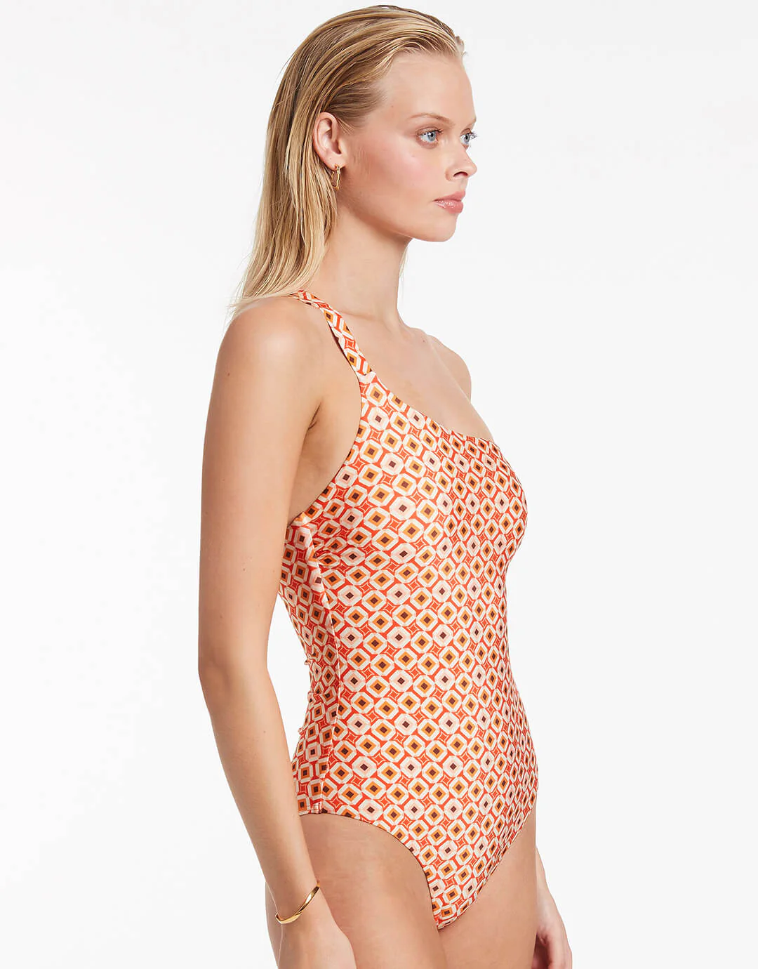 Playa One Shoulder Swimsuit - Fiamma Red - Image 3