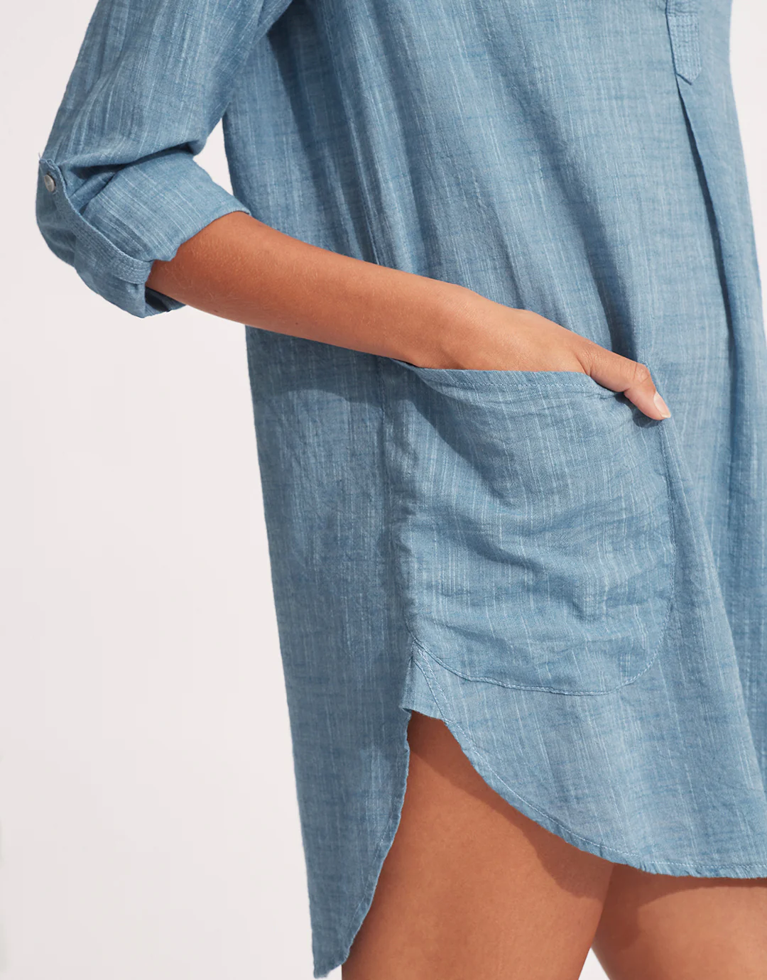 Boyfriend Beach Shirt - Chambray - Image 4