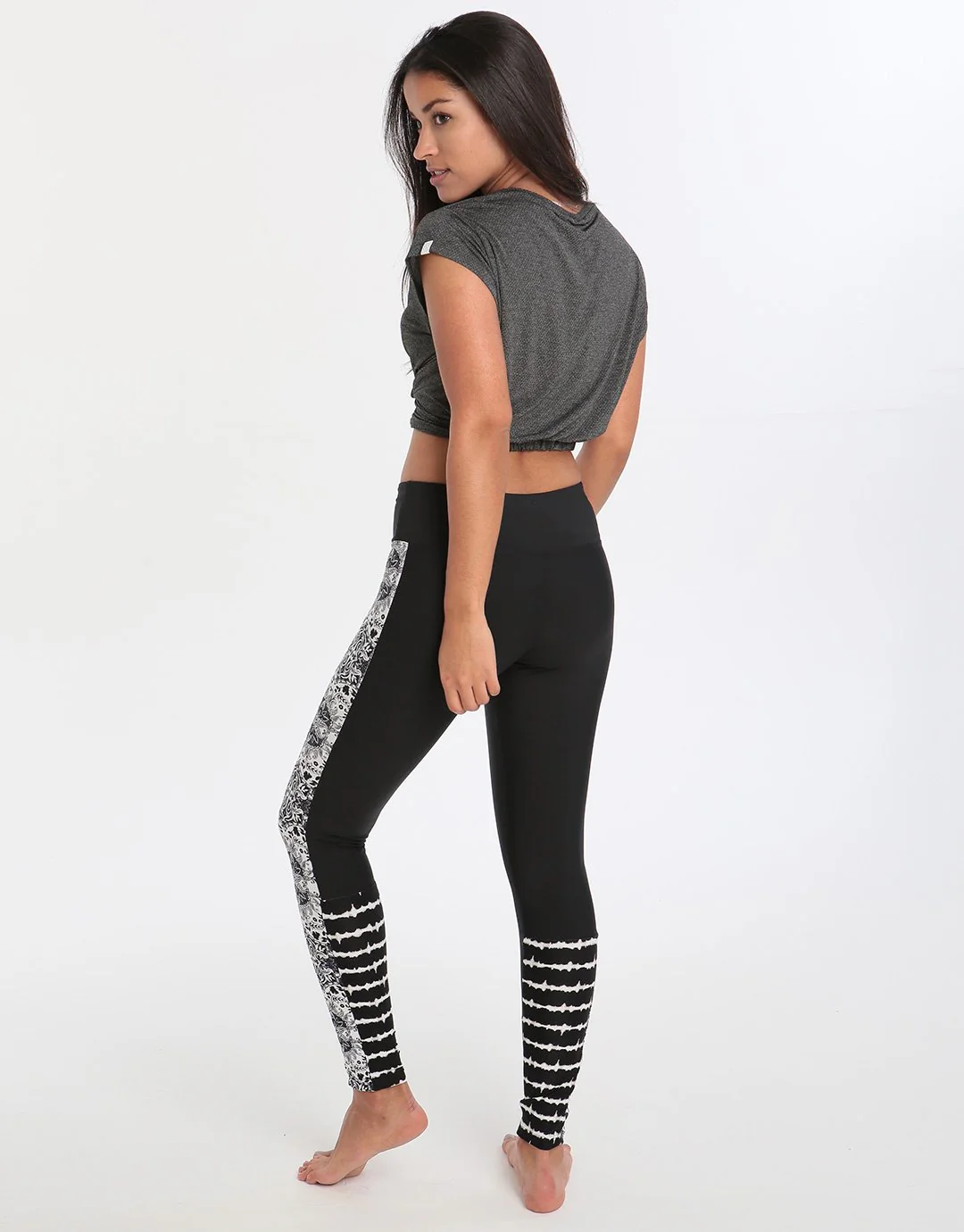 Twist Front Crop Tee - Grey Marle - Image 3