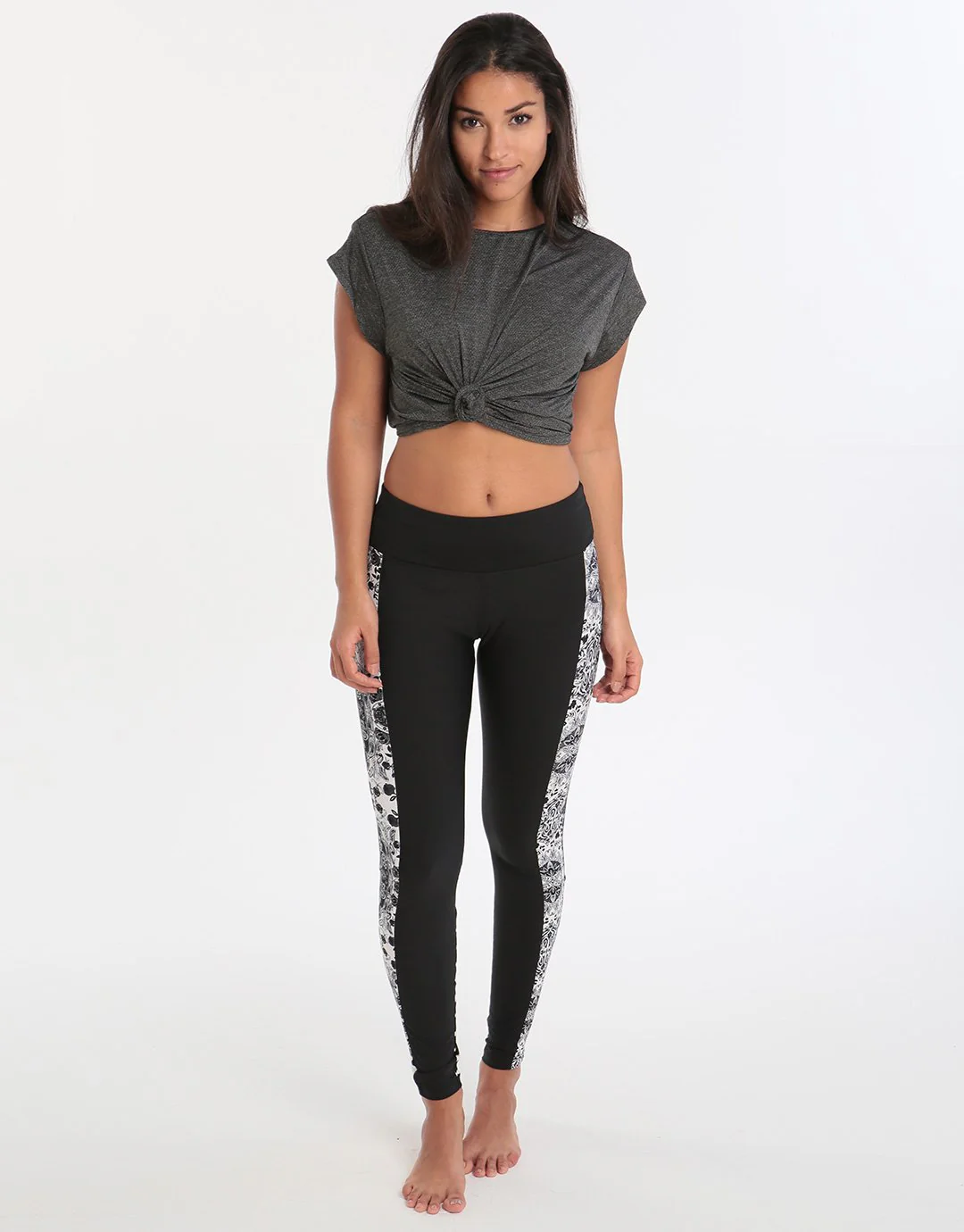Twist Front Crop Tee - Grey Marle - Image 5
