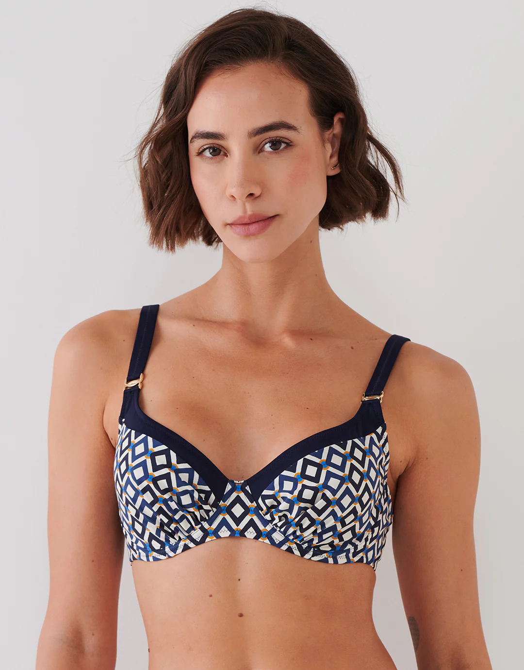 Seaside Dining Underwired Bikini Set - Navy Cream - Image 4