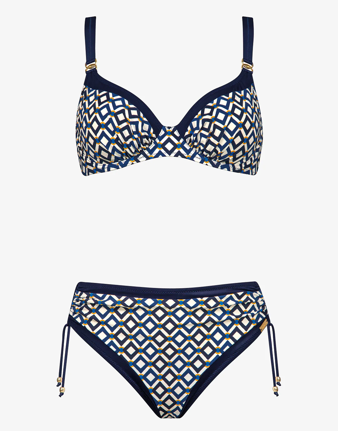Seaside Dining Underwired Bikini Set - Navy Cream - Image 7