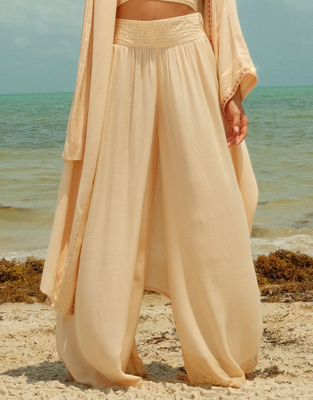 Sequin Palazzo Pants - Melon - Image 4